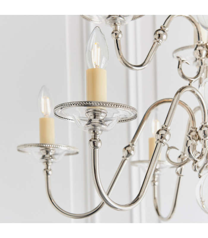 Tilburg 9 Light Chandelier Polished Nickel Plate & Crystal Finish E14-6