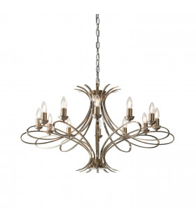 Penn 12 Light Chandelier Brushed Brass Effect Plate Finish E14-1
