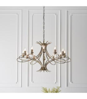 Penn 12 Light Chandelier Brushed Brass Effect Plate Finish E14-2