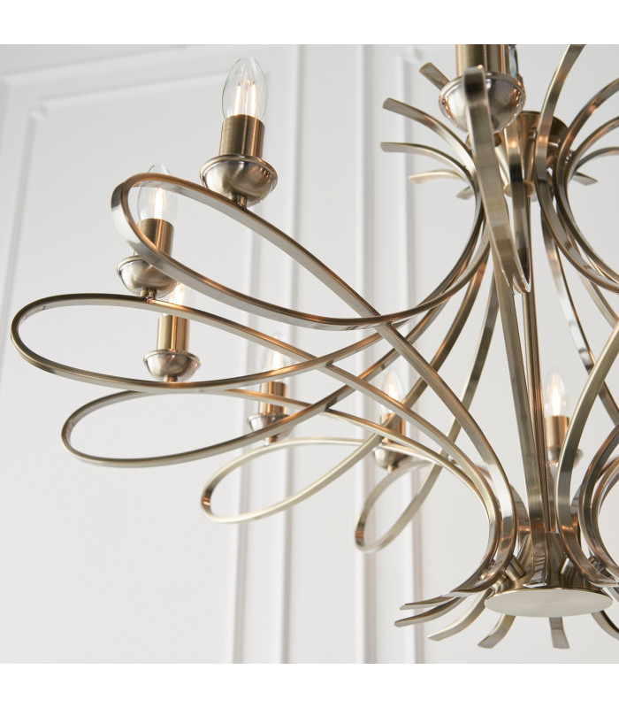 Penn 12 Light Chandelier Brushed Brass Effect Plate Finish E14-5