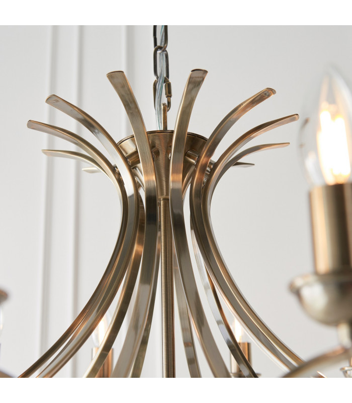 Penn 12 Light Chandelier Brushed Brass Effect Plate Finish E14-7