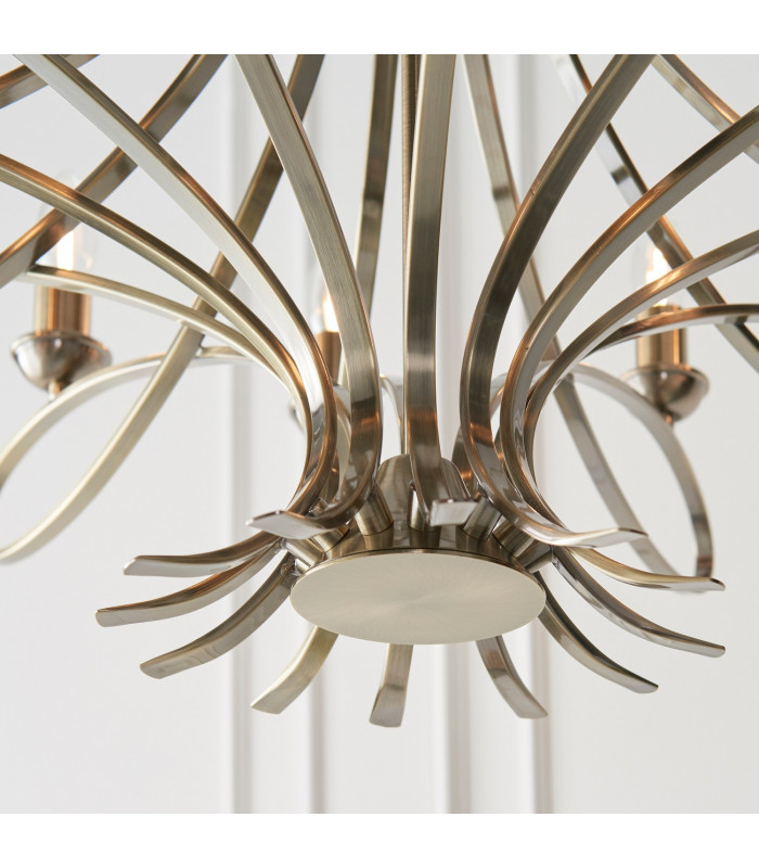 Penn 12 Light Chandelier Brushed Brass Effect Plate Finish E14-8