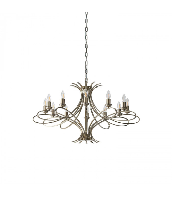 Penn 12 Light Chandelier Brushed Brass Effect Plate Finish E14-9