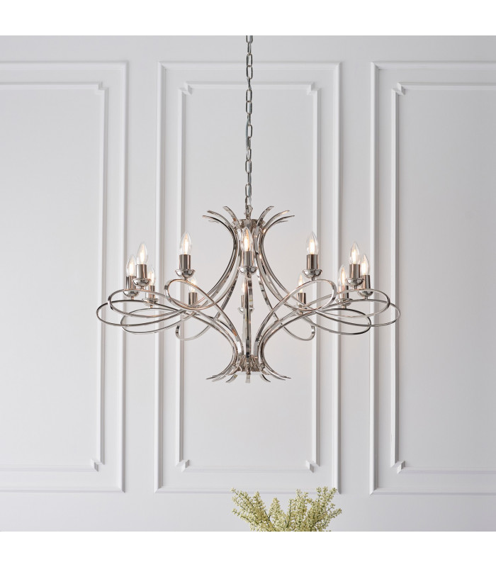 Penn 12 Light Chandelier Polished Nickel Plate Finish E14-2