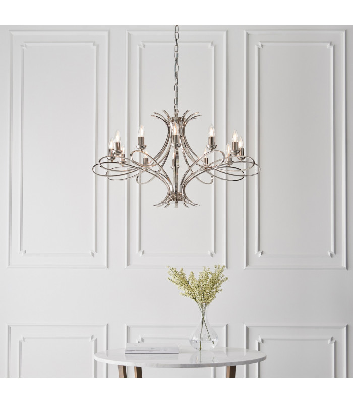Penn 12 Light Chandelier Polished Nickel Plate Finish E14-3