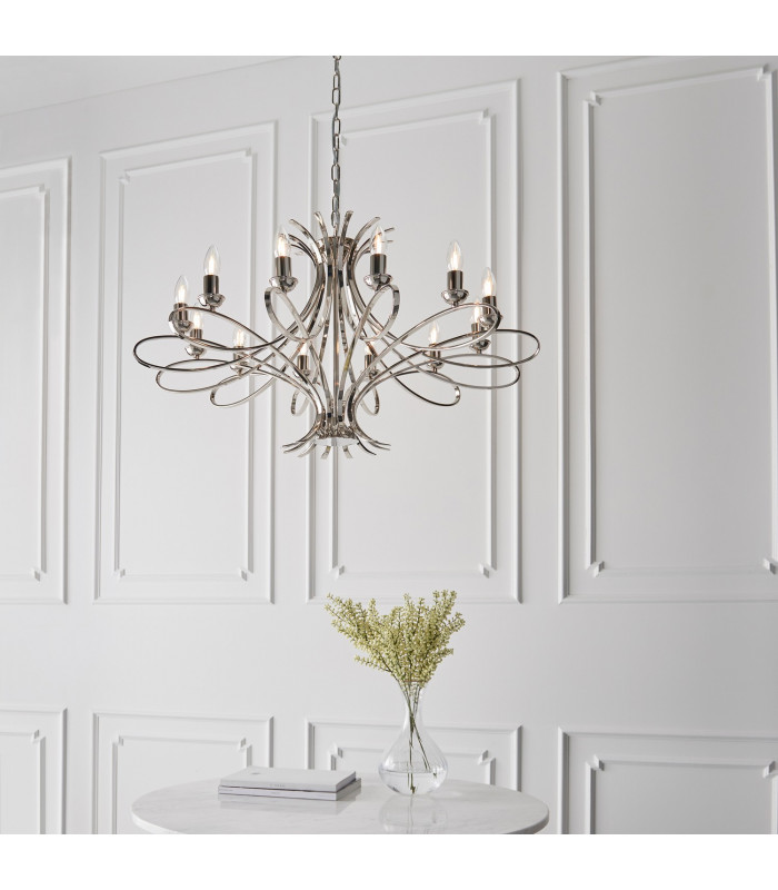 Penn 12 Light Chandelier Polished Nickel Plate Finish E14-4