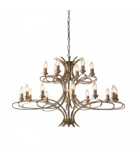 Penn 18 Light Chandelier Brushed Brass Effect Plate Finish E14-1