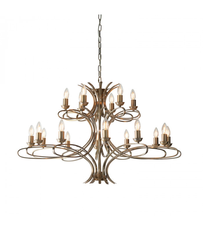 Penn 18 Light Chandelier Brushed Brass Effect Plate Finish E14-1