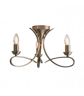 Penn 3 Light Semi Flush Multi Arm Ceiling Light Brushed Brass effect plate E14-1