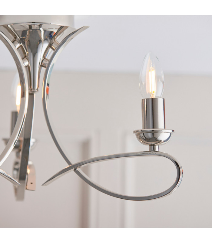 Penn 3 Light Semi Flush Multi Arm Ceiling Light Polished Nickel E14-5