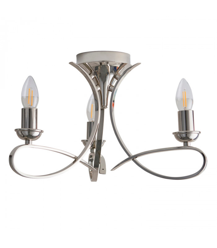 Penn 3 Light Semi Flush Multi Arm Ceiling Light Polished Nickel E14-8
