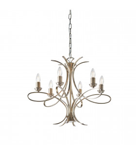 Penn 6 Light Multi Arm Ceiling Pendant Chandelier Brushed brass effect plate E14-1