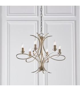 Penn 6 Light Multi Arm Ceiling Pendant Chandelier Brushed brass effect plate E14-2