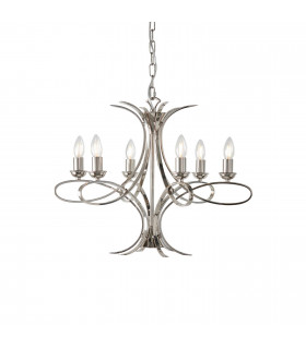 Penn 6 Light Multi Arm Ceiling Pendant Chandelier Polished Nickel E14-1