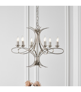 Penn 6 Light Multi Arm Ceiling Pendant Chandelier Polished Nickel E14-2
