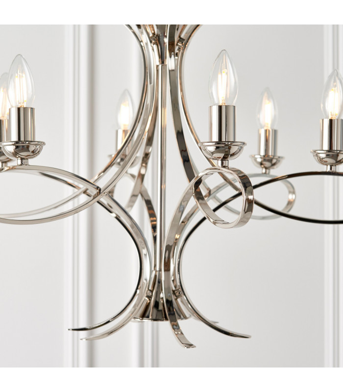 Penn 6 Light Multi Arm Ceiling Pendant Chandelier Polished Nickel E14-6