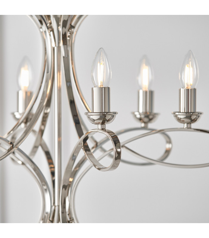 Penn 6 Light Multi Arm Ceiling Pendant Chandelier Polished Nickel E14-7