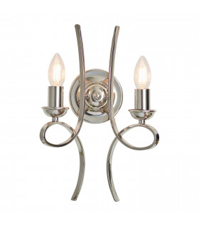 Penn 2 Light Indoor Twin Candle Wall Light Polished Nickel Plate E14-1