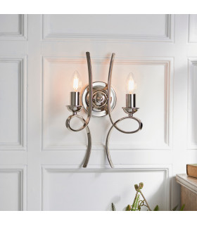 Penn 2 Light Indoor Twin Candle Wall Light Polished Nickel Plate E14-2