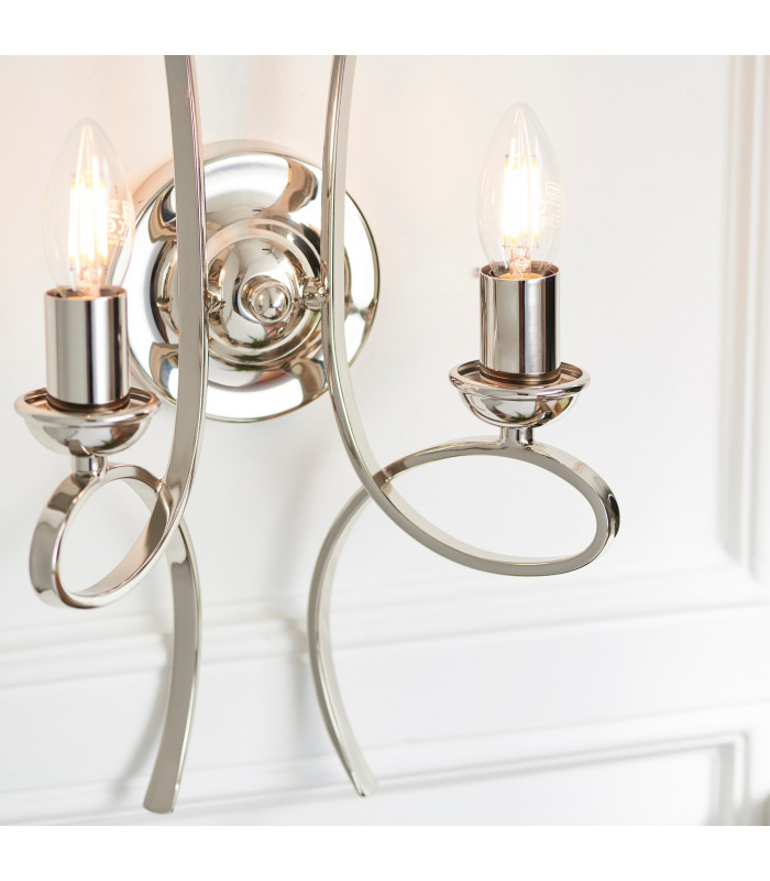 Penn 2 Light Indoor Twin Candle Wall Light Polished Nickel Plate E14-4