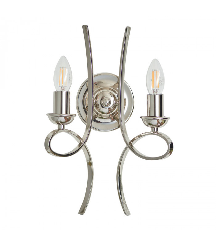 Penn 2 Light Indoor Twin Candle Wall Light Polished Nickel Plate E14-5