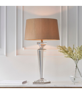 Porter 1 Light Table Lamp Polished Nickel Plate Clear Crystal - Base Only E27-2