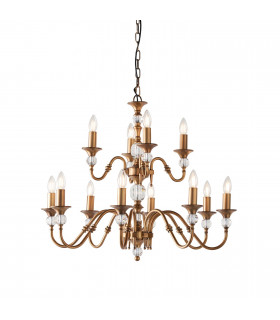 Polina 12 Light Chandelier Crystal Antique Brass Finish E14-1