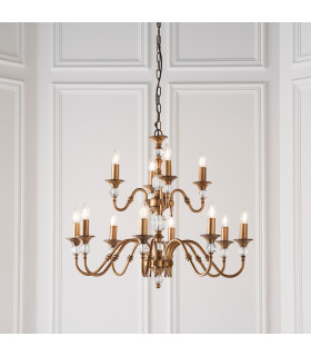 Polina 12 Light Chandelier Crystal Antique Brass Finish E14-2