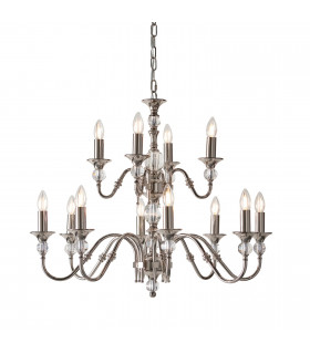 Polina 12 Light Chandelier Polished Nickel Plate & Crystal Finish E14-1