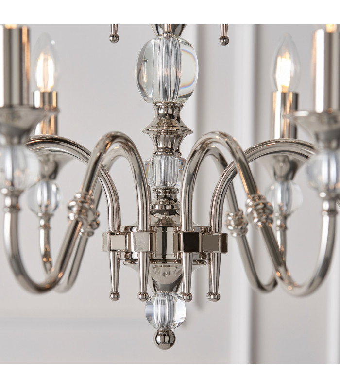 Polina 12 Light Chandelier Polished Nickel Plate & Crystal Finish E14-6