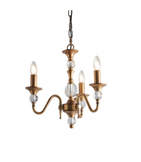 Polina 3 Light Multi Arm Ceiling Pendant Chandelier Antique Brass Crystal E14-1