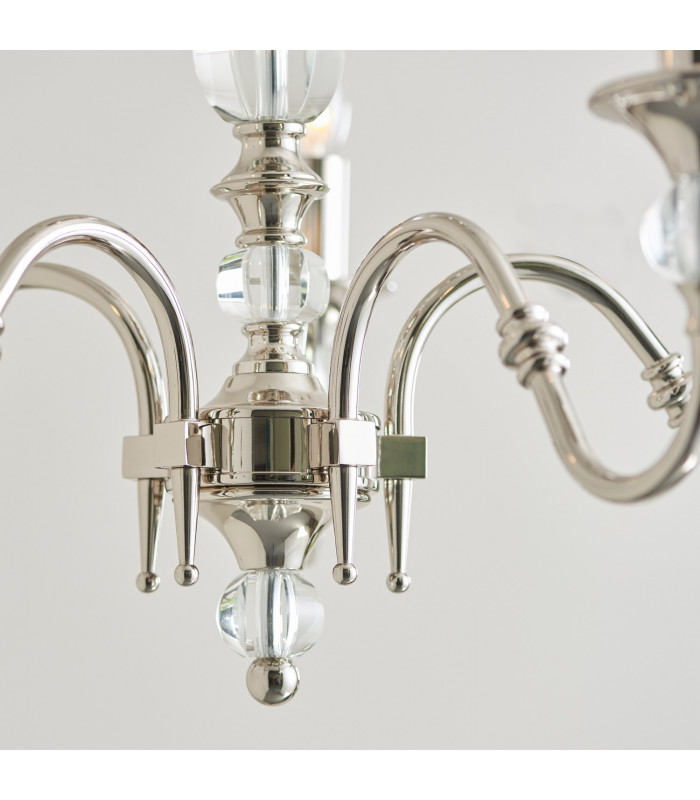 Polina 5 Light Multi Arm Ceiling Pendant Chandelier Polished Nickel Clear Crystal E14-8