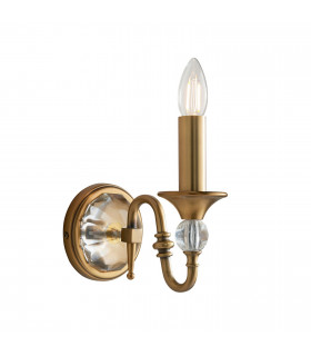 Polina 1 Light Indoor Candle Wall Light Antique Brass with Crystal E14-1