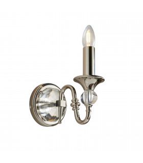 Polina 1 Light Indoor Candle Wall Light Polished Nickel Plate with Crystal E14-1