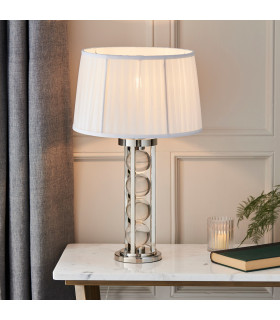 Newton 1 Light Table Lamp Polished Nickel Plate Clear Crystal - Base Only E27-2