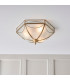 Russell 3 Light Ceiling Flush Light Antique Brass Frosted Glass E27-3