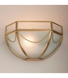 Russell 1 Light Indoor Wall Uplighter Antique Brass with Frosted Glass E27-2