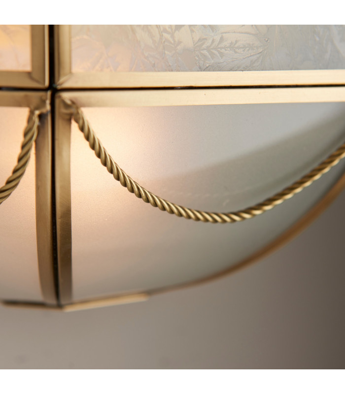 Russell 1 Light Indoor Wall Uplighter Antique Brass with Frosted Glass E27-6