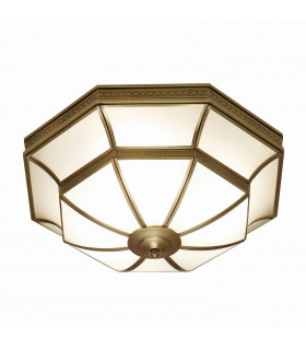 Balfour 4 Light Ceiling Flush Light Antique Brass Frosted Glass E27