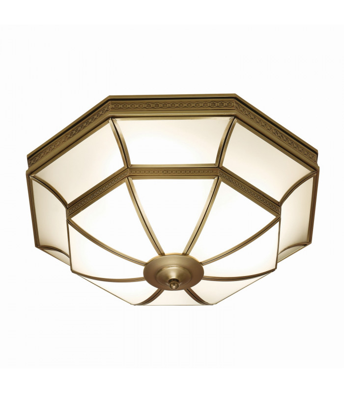 Balfour 4 Light Ceiling Flush Light Antique Brass Frosted Glass E27