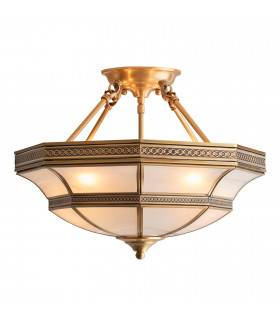 Balfour 4 Light Semi Flush Ceiling Light Antique Brass Frosted Glass E27-1