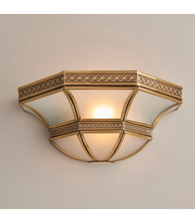 Balfour 1 Light Indoor Wall Uplighter Antique Brass with Frosted Glass E14-2