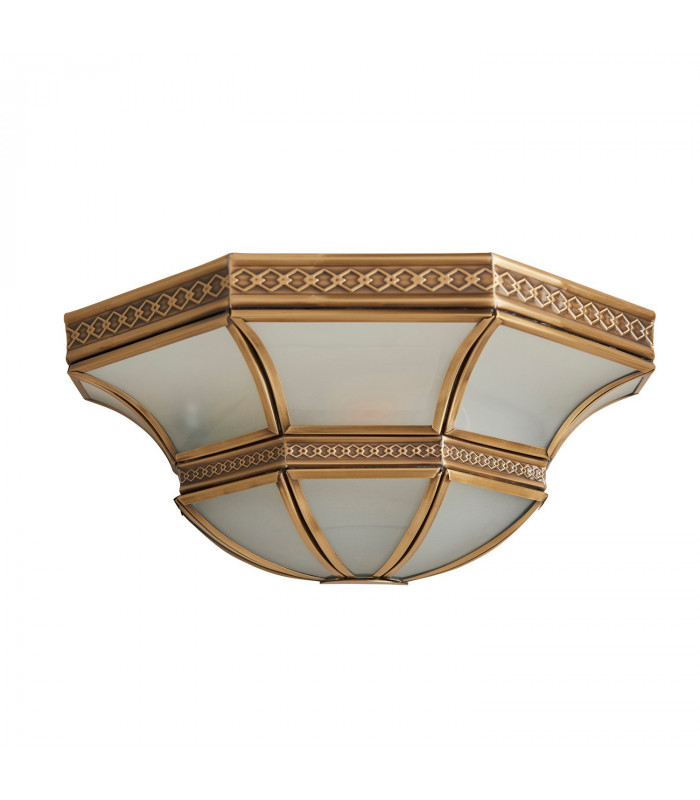 Balfour 1 Light Indoor Wall Uplighter Antique Brass with Frosted Glass E14-7