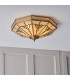 Gladstone 4 Light Ceiling Flush Light Antique Brass Tiffany Glass E27-4