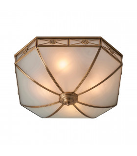 Bannerman 4 Light Ceiling Flush Light Antique Brass Frosted Glass E27-1