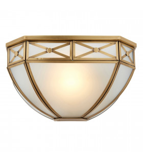Bannerman 1 Light Indoor Wall Uplighter Antique Brass with Frosted Glass E14-1