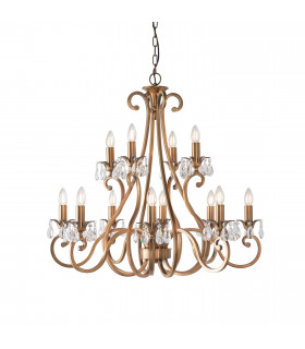 Oksana 12 Light Chandelier Antique Brass Finish E14-1