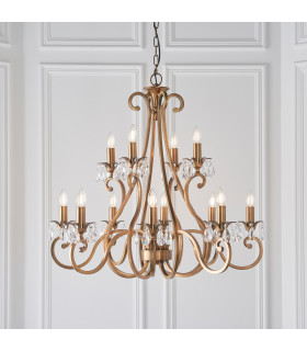 Oksana 12 Light Chandelier Antique Brass Finish E14-2