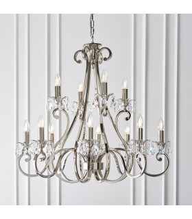 Oksana 12 Light Chandelier Polished Nickel Plate Finish E14-2