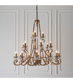 Oksana 21 Light Chandelier Antique Brass Finish E14-2